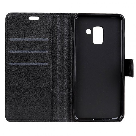 Litchi Texture Wallet Stand Leather Case for Samsung Galaxy A6 (2018) - Black Samsung Cases Mobile
