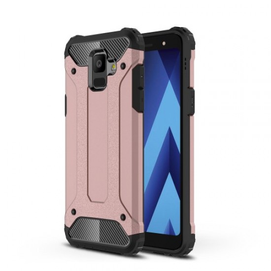 Tough Armor Υβριδική Θήκη Σιλικόνης TPU σε Συνδυαμό με Πλαστικό για Samsung Galaxy A6 (2018) - Ροζέ Χρυσαφί Samsung Θήκες Κινητών