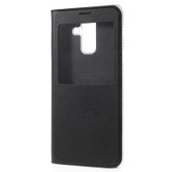 View Window Leather Phone Case for Samsung Galaxy A6 (2018) - Black