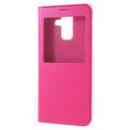 View Window Leather Phone Shell for Samsung Galaxy A6 (2018) - Rose