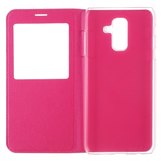 View Window Leather Phone Shell for Samsung Galaxy A6 (2018) - Rose Samsung Cases Mobile