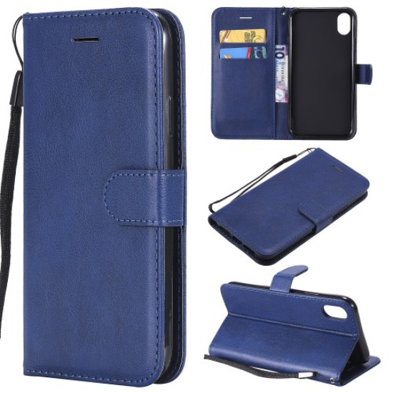 For iPhone 9 6.1 inch Wallet Leather Protection Case Accessory with Stand - Blue Apple Cases Mobile