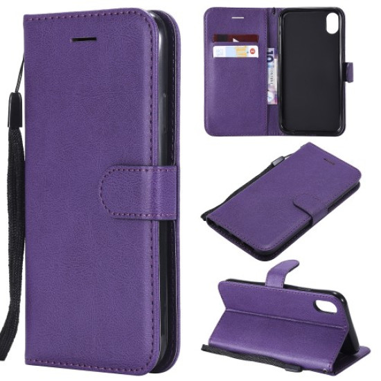 Δερμάτινη Θήκη Πορτοφόλι με Βάση Στήριξης για iPhone XR / iPhone 9 6.1 ίντσες - Μωβ Apple Θήκες Κινητών