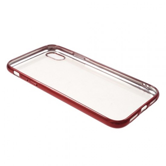 Electroplating Edges TPU Cell Phone Case for iPhone 9 6.1 inch - Red Apple Cases Mobile