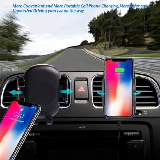 C10 Infrared Motion Sensor Car Air Vent Qi Wireless Charger Phone Holder Holders & Docks