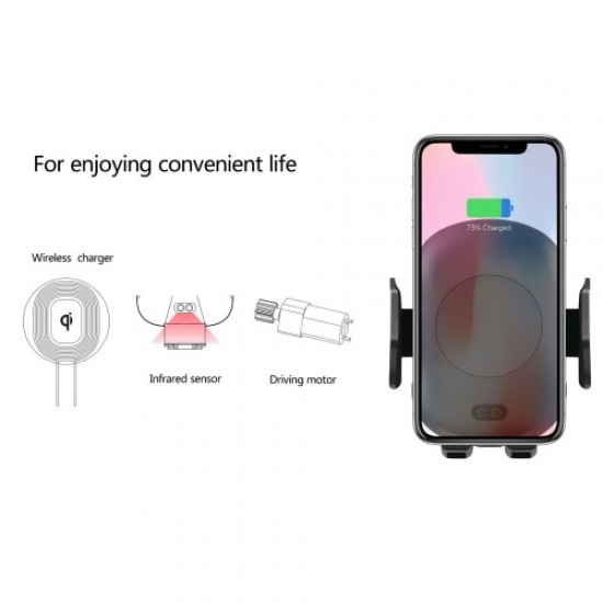 C10 Infrared Motion Sensor Car Air Vent Qi Wireless Charger Phone Holder Holders & Docks