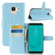 Litchi Skin Wallet Leather Magnetic Case for Samsung Galaxy J6 (2018) - Baby Blue Samsung Cases Mobile