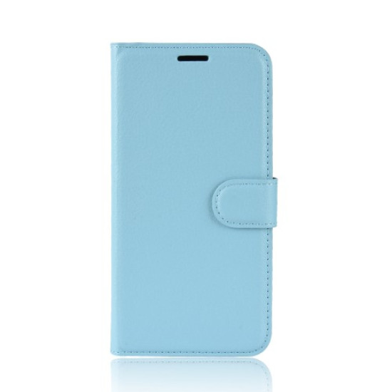 Litchi Skin Wallet Leather Magnetic Case for Samsung Galaxy J6 (2018) - Baby Blue Samsung Cases Mobile
