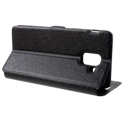 Θήκη Βιβλίο Smart Cover με Βάση Στήριξης (Όψη Μεταξιού) για Samsung Galaxy J6 (2018) - Μαύρο