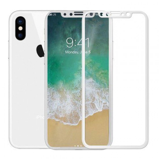 Σκληρυμένο Γυαλί (Tempered Glass) Προστασίας Οθόνης Πλήρης Κάλυψης για iPhone X - Λευκό Apple Προστατευτικά οθόνης