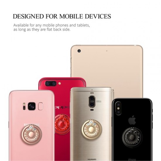 KINGXBAR Authorized Swarovski Δαχτυλίδι Βάση Στήριξης με Σβαρόφσκι για Smartphones - Μαύρο Βάσεις Στήριξης και Βάσεις Φόρτισης