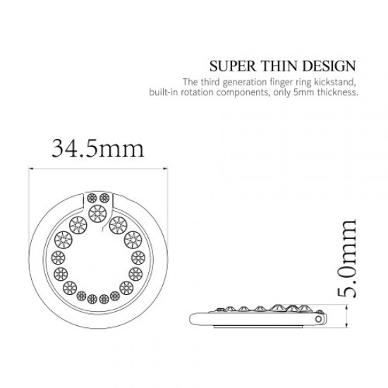 KINGXBAR Authorized Swarovski Δαχτυλίδι Βάση Στήριξης με Σβαρόφσκι για Smartphones - Μαύρο Βάσεις Στήριξης και Βάσεις Φόρτισης