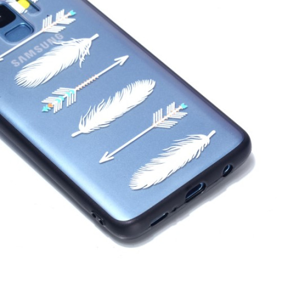 Embossment Pattern Rubberized TPU + PC Hybrid Shell Case for Samsung Galaxy S9 SM-G960 - Feather and Arrow Samsung Cases Mobile