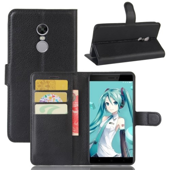 Litchi Texture Leather Wallet Phone Case with Stand for Xiaomi Redmi Note 4X - Black XIAOMI Cases Mobile