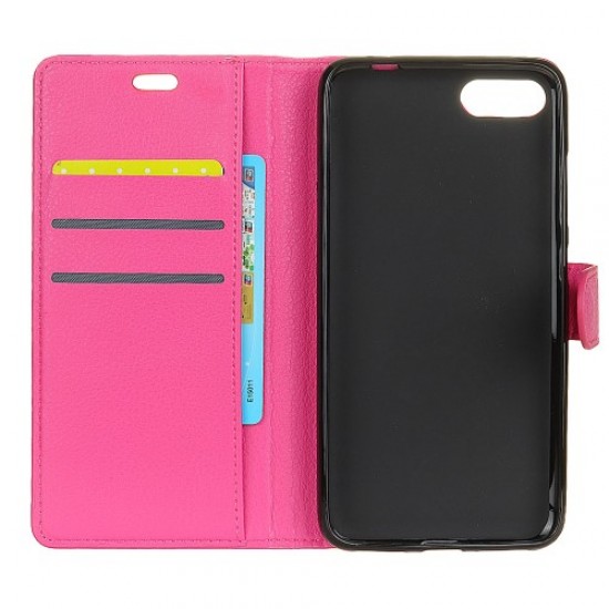 Δερμάτινη Θήκη Πορτοφόλι με Βάση Στήριξης για Huawei Honor 10 - Φούξια Huawei Θήκες Κινητών