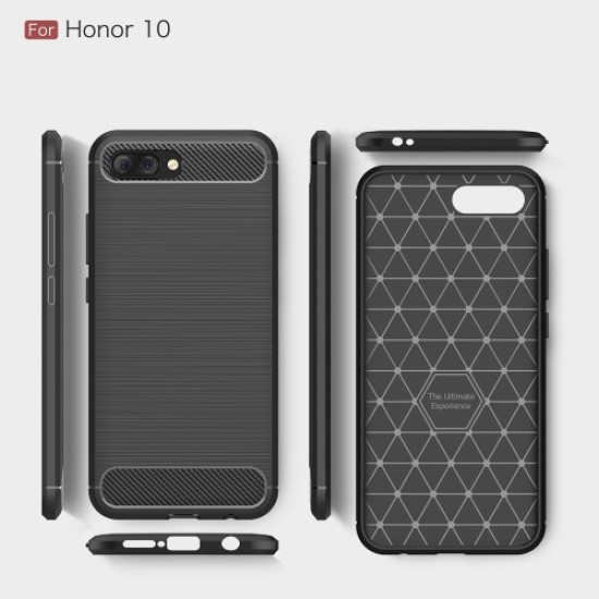 Θήκη Σιλικόνης TPU Carbon Fiber Brushed για Huawei Honor 10 - Μαύρο Huawei Θήκες Κινητών