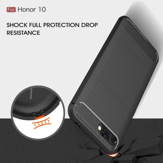 Θήκη Σιλικόνης TPU Carbon Fiber Brushed για Huawei Honor 10 - Μαύρο Huawei Θήκες Κινητών