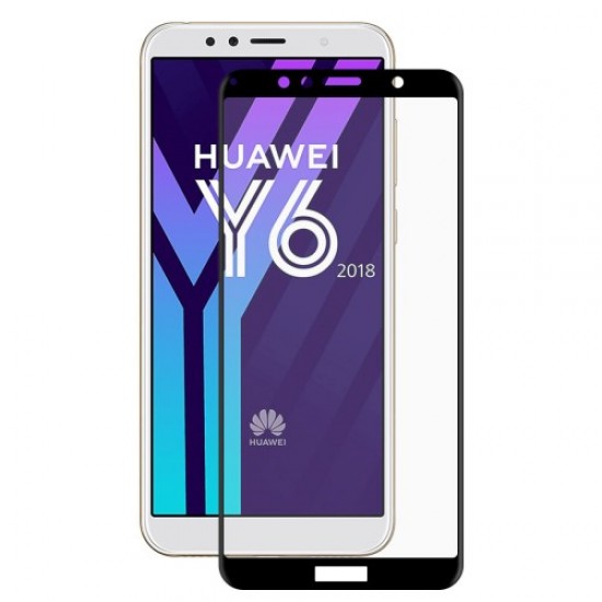 HAT PRINCE Σκληρυμένο Γυαλί (Tempered Glass) Προστασίας Οθόνης Πλήρης Κάλυψης για Huawei Y6 (2018) / Y6 Prime (2018) / 7A - Μαύρο Huawei Προστατευτικά οθόνης