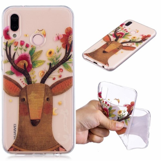Pattern Printing TPU Shell Cover Case for Huawei P20 Lite / Nova 3e - Deer with Flowers Huawei Cases Mobile