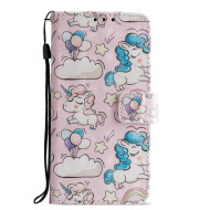 Pattern Printing Leather Wallet Stand Mobile Shell for Huawei P20 - Unicorn