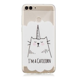 Θήκη Σιλικόνης TPU για Huawei P Smart/Enjoy 7S - Γατούλα που Θέλει να Γίνει Μονόκερος