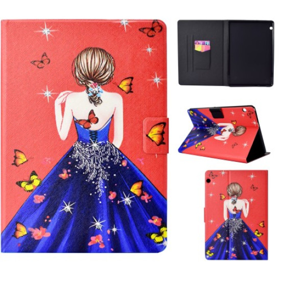 Pattern Printing Card Holder Stand Leather Cover Shell for Huawei MediaPad T3 10 - Butterfly and Pretty Girl Huawei Cases Mobile