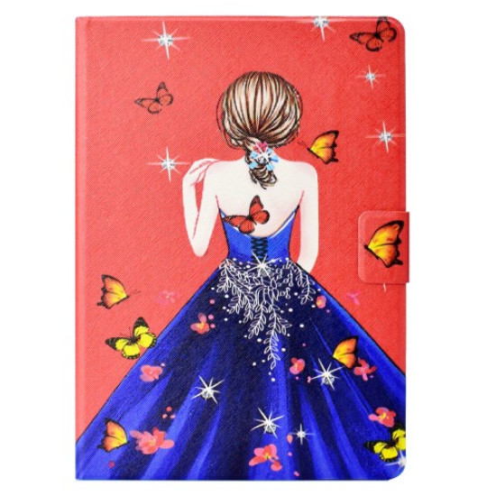 Pattern Printing Card Holder Stand Leather Cover Shell for Huawei MediaPad T3 10 - Butterfly and Pretty Girl Huawei Cases Mobile