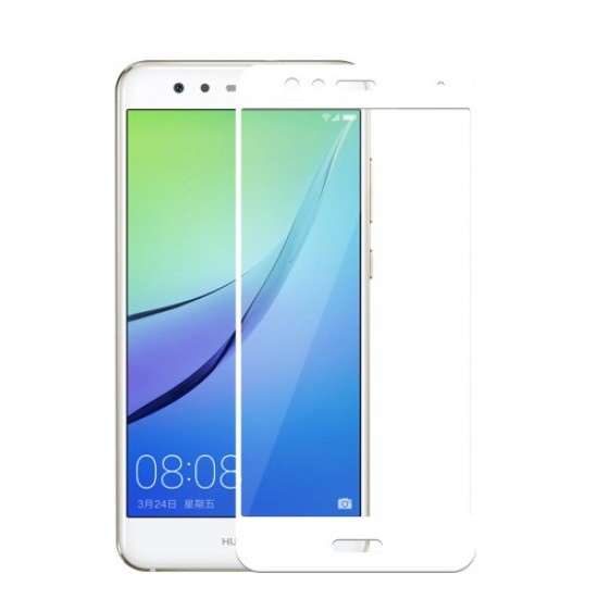 MOCOLO for Huawei P10 Lite Silk Print Arc Edge Complete Cover Tempered Glass Screen Protector - White Huawei Screen Protectors