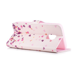 Δερμάτινη Θήκη Πορτοφόλι με Βάση Στήριξης για Samsung Galaxy A8 (2018) - Πολύχρωμες Μικρές Καρδούλες