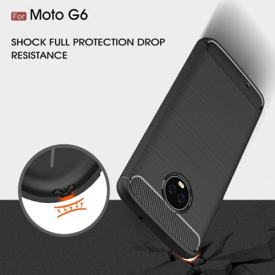 Θήκη Σιλικόνης TPU Carbon Fiber Brushed για Motorola Moto G6 - Μαύρο Motorola Θήκες Κινητών