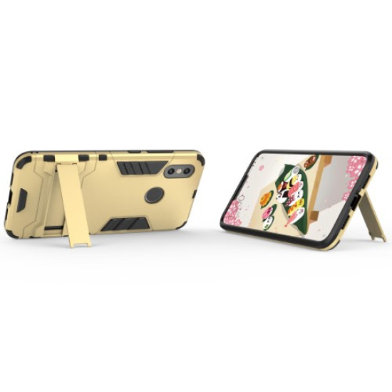 Cool Guard Plastic TPU Combo Phone Cover with Kickstand for Xiaomi Mi 8 (6.21-inch) - Gold XIAOMI Cases Mobile