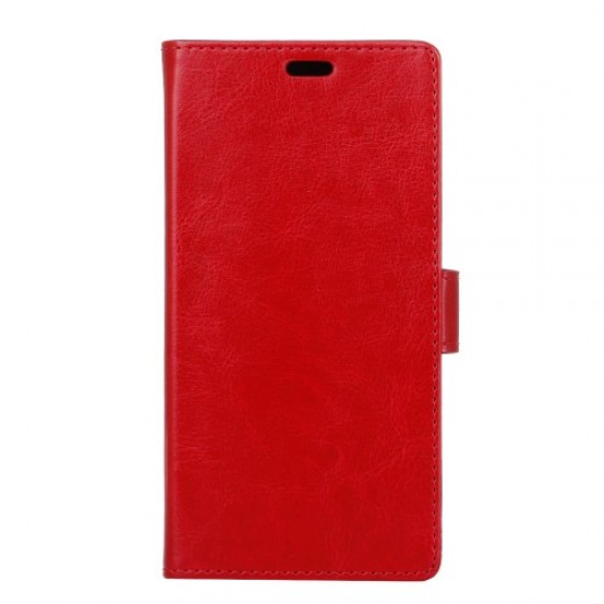 Crazy Horse Texture Wallet Stand Leather Cell Phone Shell for Huawei Honor 10 - Red Huawei Cases Mobile