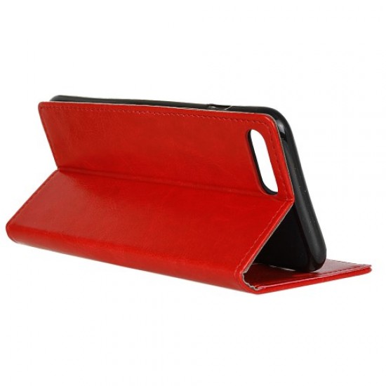 Crazy Horse Texture Wallet Stand Leather Cell Phone Shell for Huawei Honor 10 - Red Huawei Cases Mobile