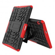 Tyre Pattern Kickstand PC + TPU Hybrid Phone Casing for Huawei MediaPad T3 10 (9.6inch) - Red