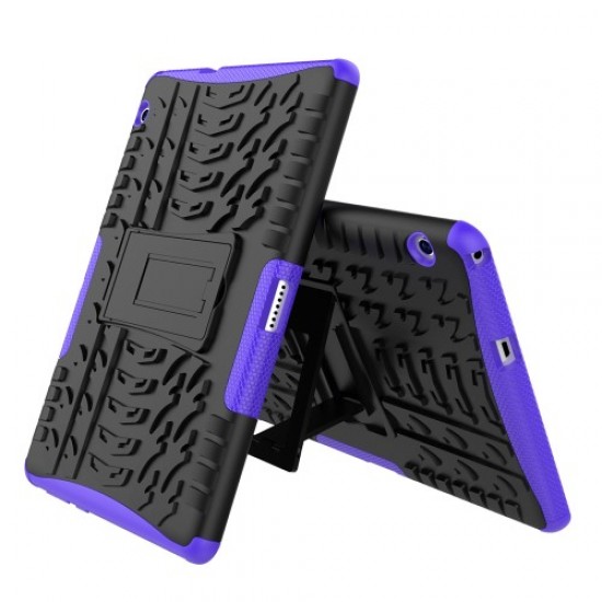 Tyre Pattern Kickstand PC + TPU Phone Accessory Case for Huawei MediaPad T3 10 (9.6inch) - Purple Huawei Cases Mobile