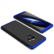 GKK 360 μοιρών Σκληρή Θήκη Ματ με Βελούδινη Υφή Πρόσοψης και Πλάτης για Samsung Galaxy S9 - Μαύρο/Μπλε