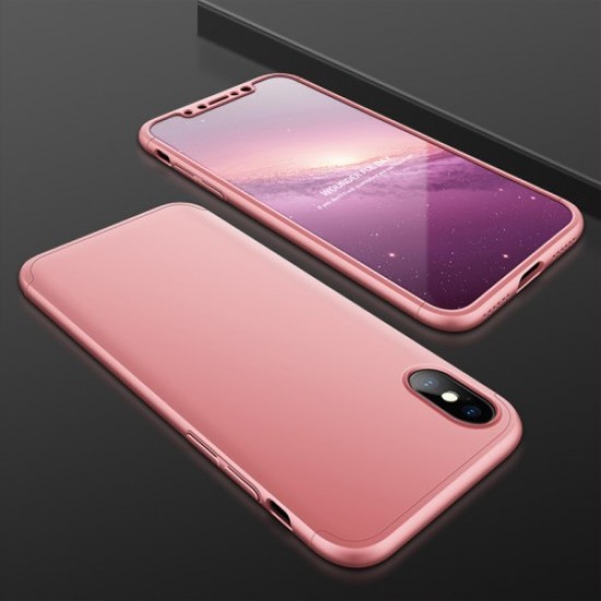 GKK Detachable All-wrapped Matte PC Mobile Phone Cover + Tempered Glass Protector Film for iPhone X - Rose Gold Apple Cases Mobile