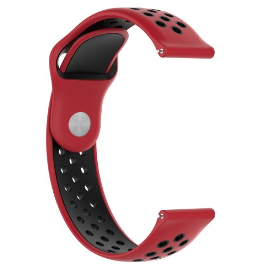 Two-tone Silicone Hollow Watch Bracelet for Fossil Q MARSHAL Gen2 / Huami Amazfit Watch 2/1 - Red / Black Gadgets - Toys - Hobby