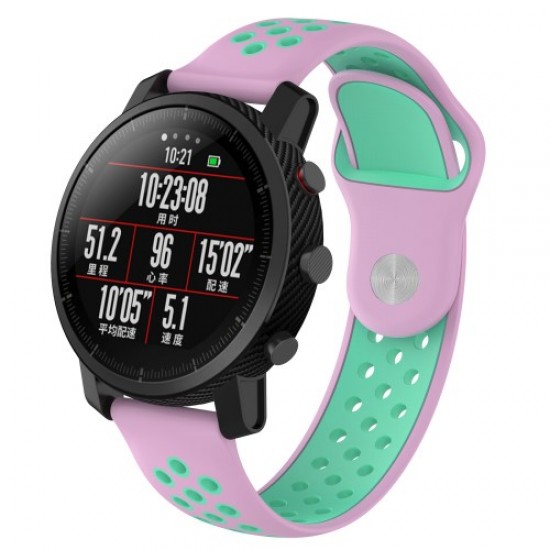 Two-tone Silicone Hollow Watch Bracelet Replacement for Fossil Q MARSHAL Gen2 / Huami Amazfit Watch 2/1 - Pink / Cyan Gadgets - Toys - Hobby