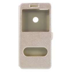 Δερμάτινη Θήκη Πορτοφόλι Smart Cover με Βάση Στήριξης (Όψη Μεταξιού) για Huawei Y7 Prime (2018) / Honor 7C / Enjoy 8 - Χρυσαφί