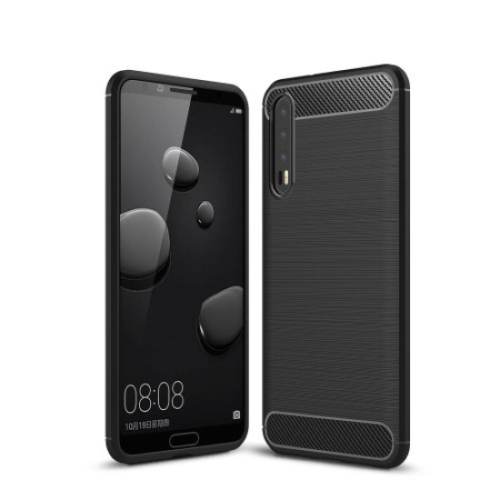 Θήκη Σιλικόνης TPU Carbon Fiber Brushed για Huawei P20 Pro - Μαύρο Huawei Θήκες Κινητών
