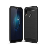 For Huawei P20 Lite / Nova 3e Carbon Fiber Texture Brushed TPU Back Case - Black