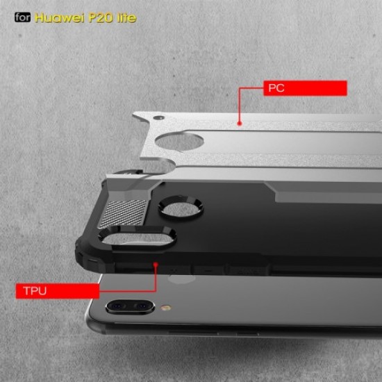 Armor Guard Plastic + TPU Hybrid Shell for Huawei P20 Lite / Nova 3e (China) - Silver Huawei Cases Mobile