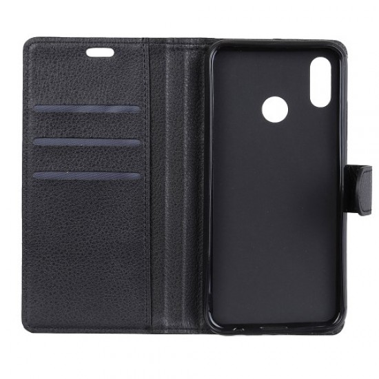 Litchi Texture Wallet Stand Leather Case for Huawei P20 Lite / Nova 3e - Black Huawei Cases Mobile
