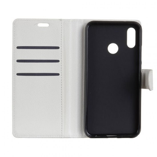 Litchi Texture Wallet Stand Leather Cover for Huawei P20 Lite / Nova 3e - White Huawei Cases Mobile