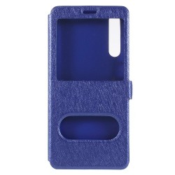 Δερμάτινη Θήκη Πορτοφόλι Smart Cover με Βάση Στήριξης (Όψη Μεταξιού) για Huawei P20 - Μπλε