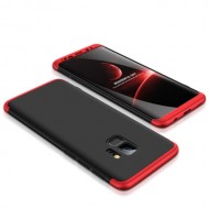 GKK Detachable Matte PC All-wrapped Mobile Case for Samsung Galaxy S9 - Black + Red