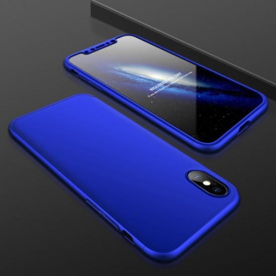 GKK Detachable All-wrapped Matte PC Protective Case + Tempered Glass Protector Film for iPhone X - Blue Apple Cases Mobile