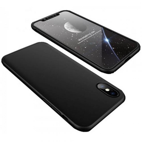 GKK Detachable All-wrapped Matte PC Cover + Tempered Glass Protector Film for iPhone X - Black Apple Cases Mobile