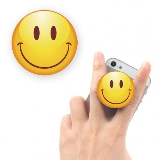 Emoji Pattern Finger Grip Stretchable Desktop Mount for iPhone Samsung Sony Etc - Smiling Face with Eyes Open Holders & Docks
